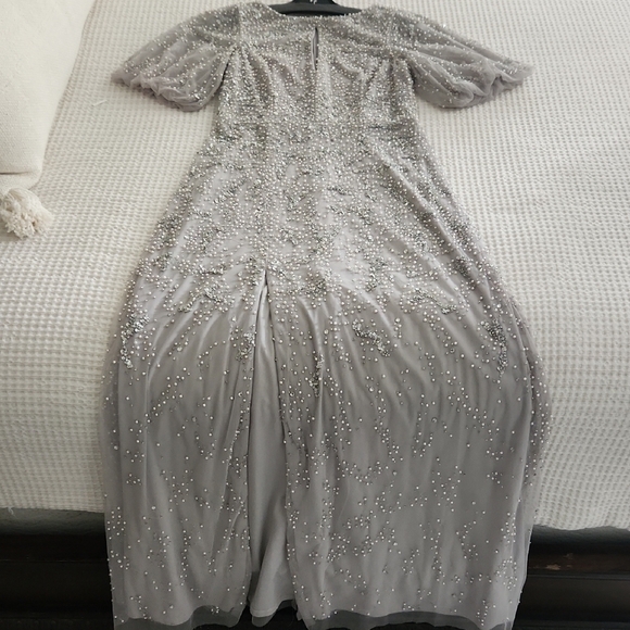 Aidan Mattox Silver Sequin and Pearl Dress - Picture 11 of 12